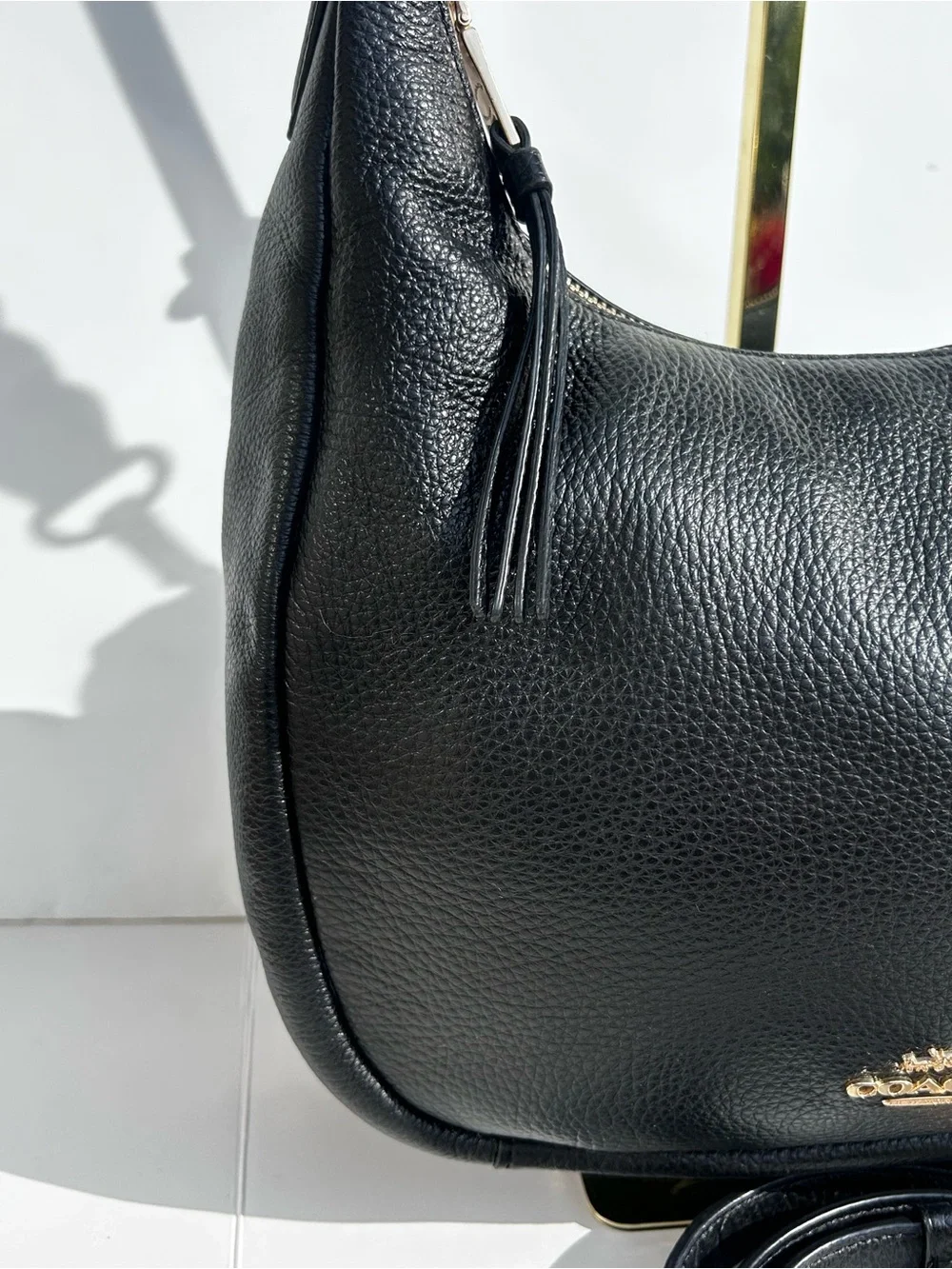 COACH C9190 Jules Hobo In Black Pebble Leather Classic Shoulder Bag Handbag